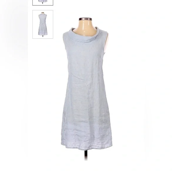 Lina Tomei 100% Linen Dress Made in Italy Cowneck